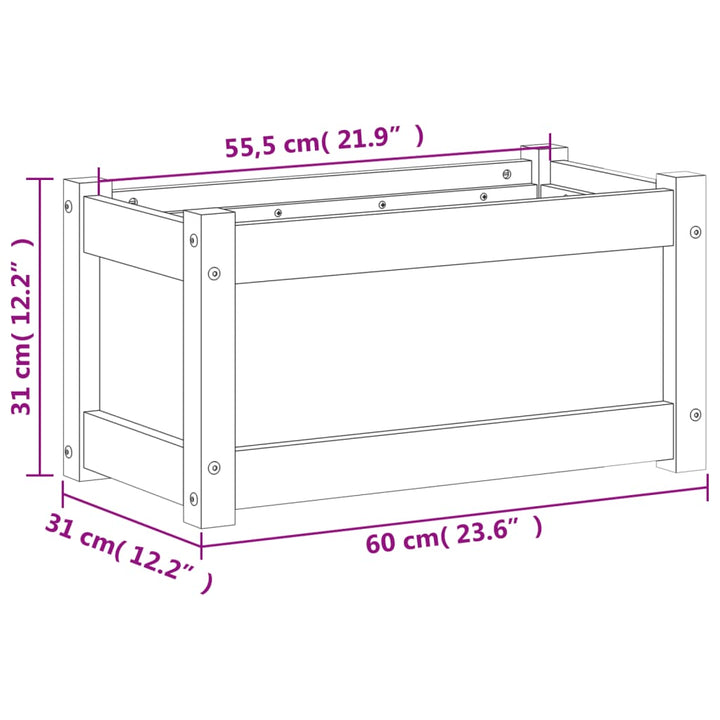 Plantenbak 60x31x31 cm massief grenenhout wasbruin