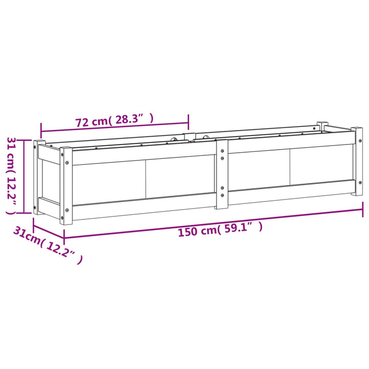 Plantenbak 150x31x31 cm massief douglashout