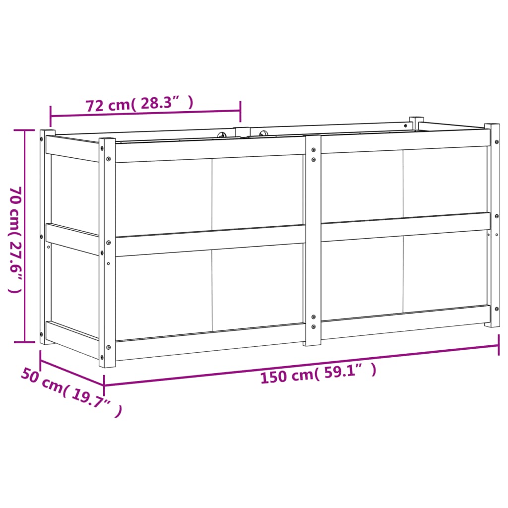 Plantenbak 150x50x70 cm massief douglashout