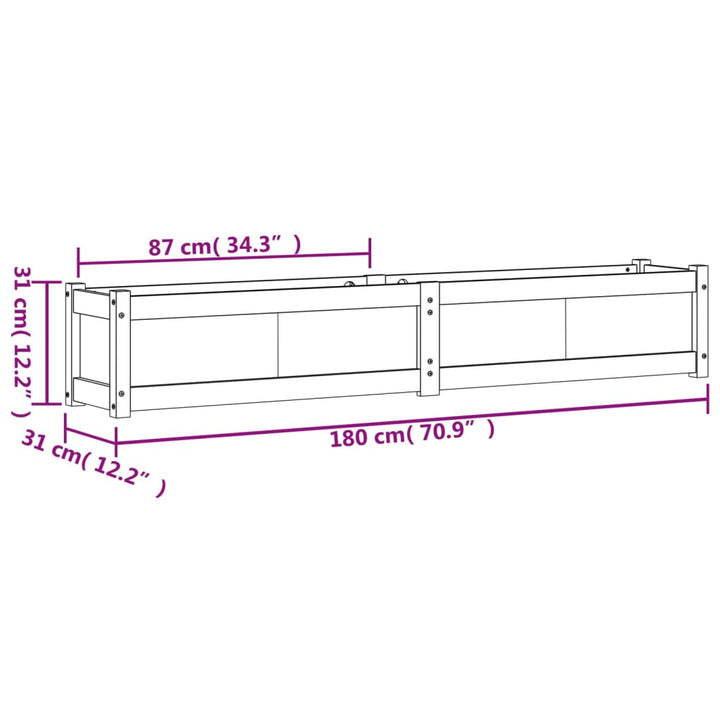 Plantenbak 180x31x31 cm massief douglashout