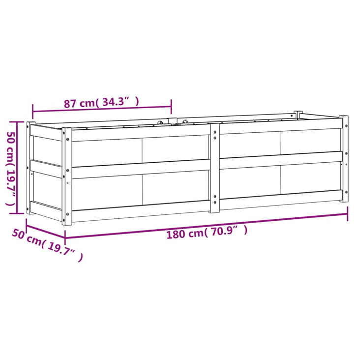 Plantenbak 180x50x50 cm massief grenenhout