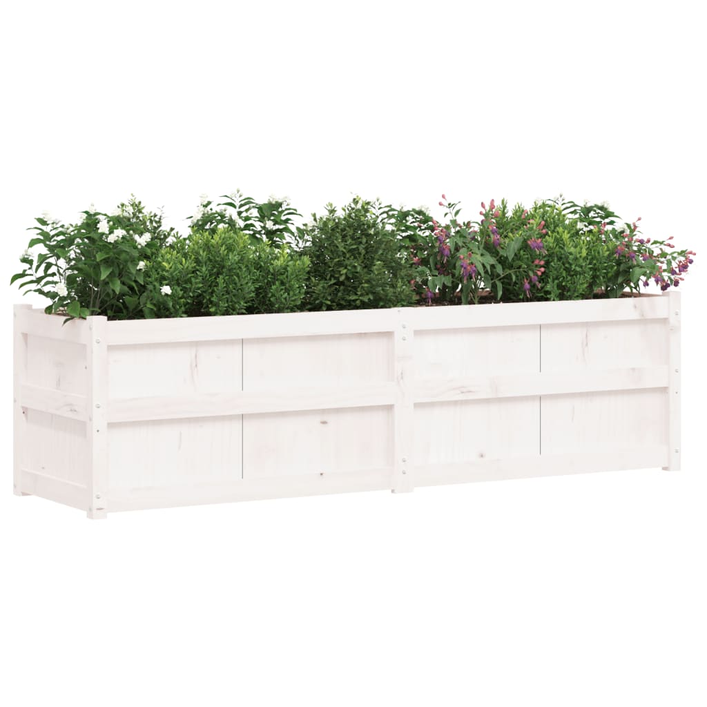 Plantenbak 180x50x50 cm massief grenenhout wit