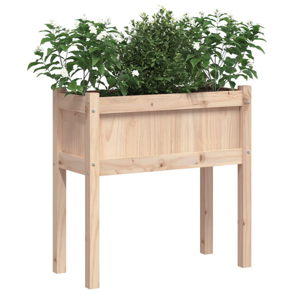 Plantenbak met poten 70x31x70 cm massief grenenhout