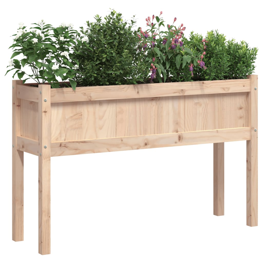 Plantenbak met poten 110x31x70 cm massief grenenhout