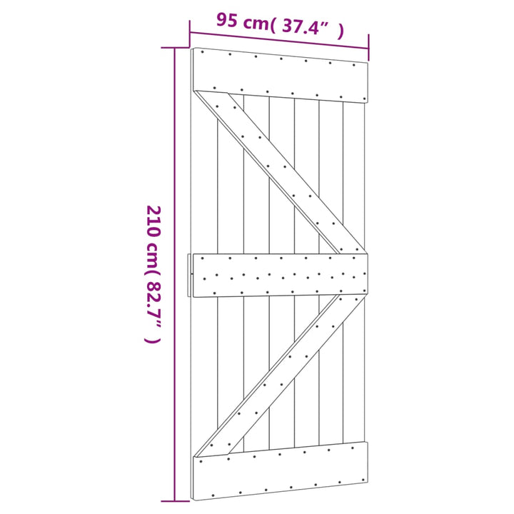 Schuifdeur met beslag 95x210 cm massief grenenhout