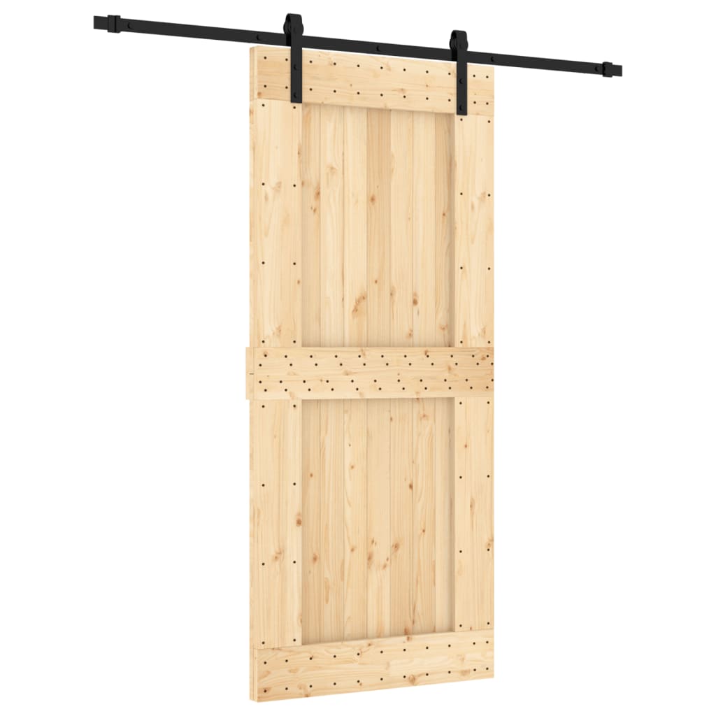 Schuifdeur met beslag 90x210 cm massief groenhout