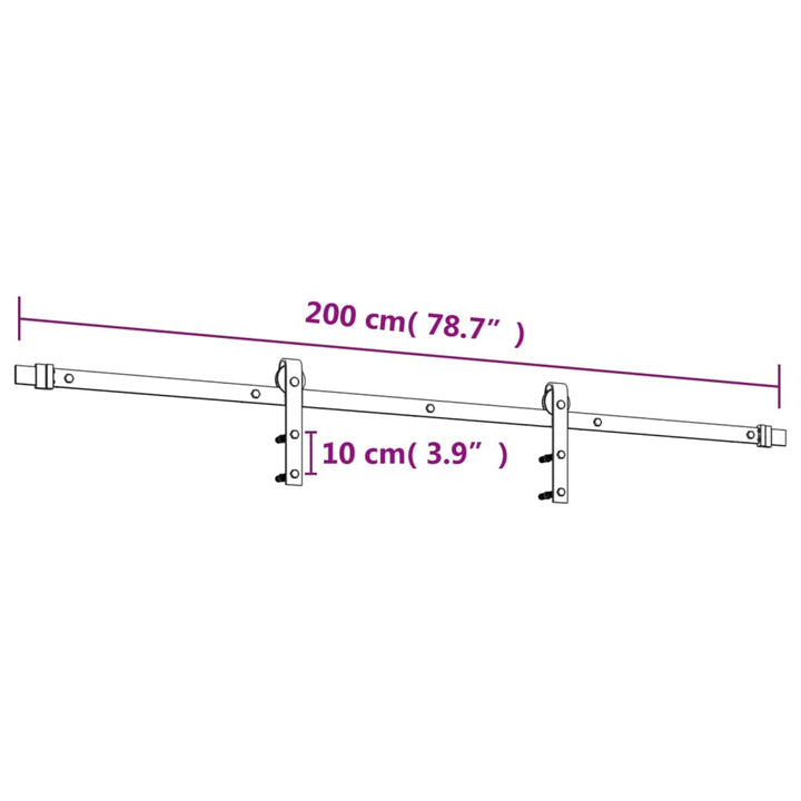 Schuifdeur met beslag 90x210 cm massief groenhout