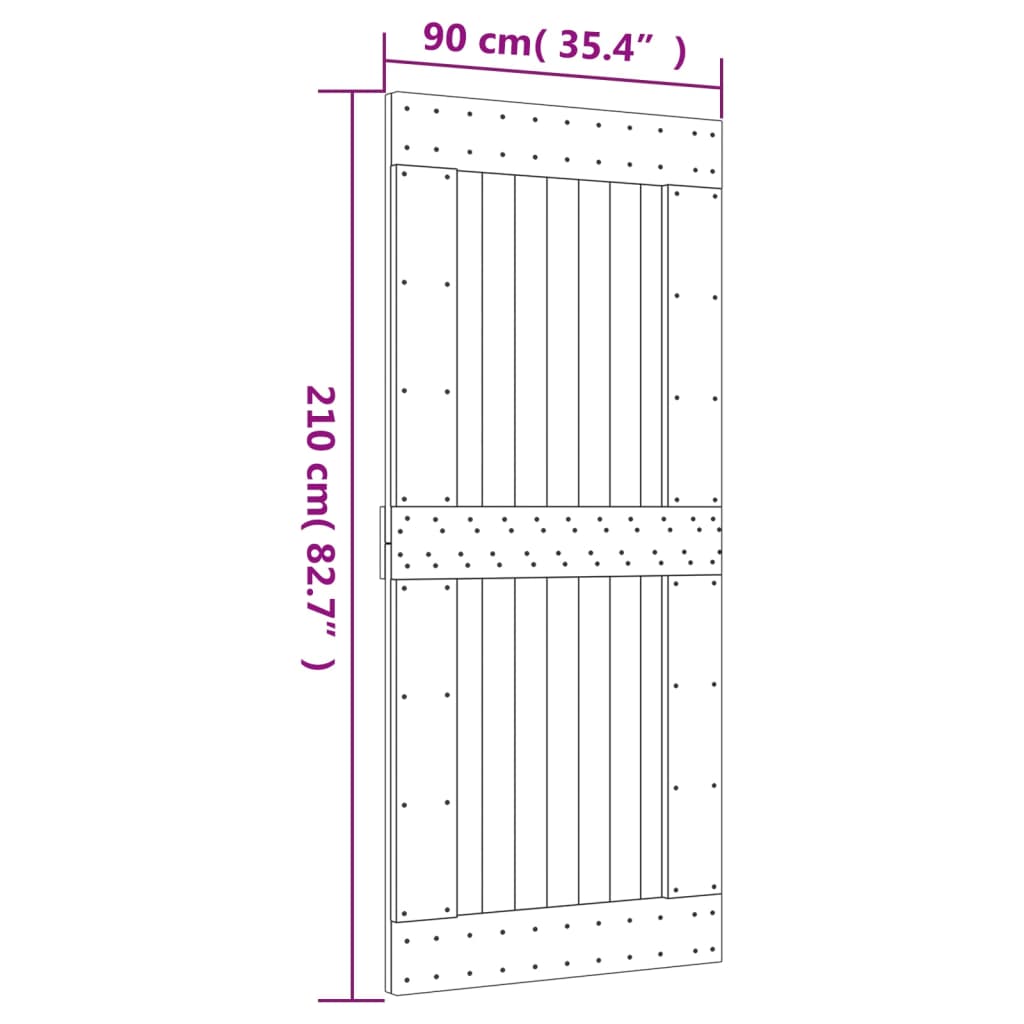 Schuifdeur met beslag 90x210 cm massief groenhout