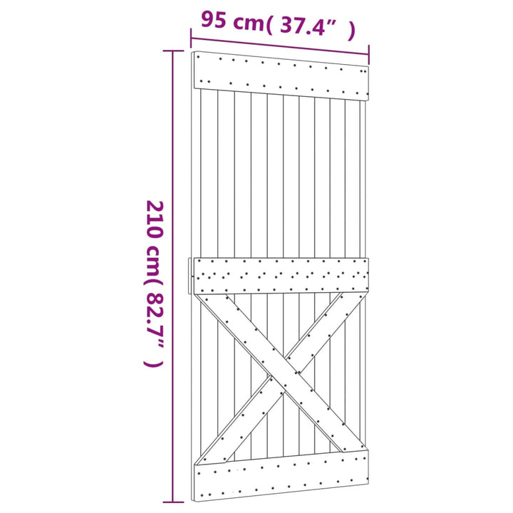 Schuifdeur met beslag 95x210 cm massief grenenhout