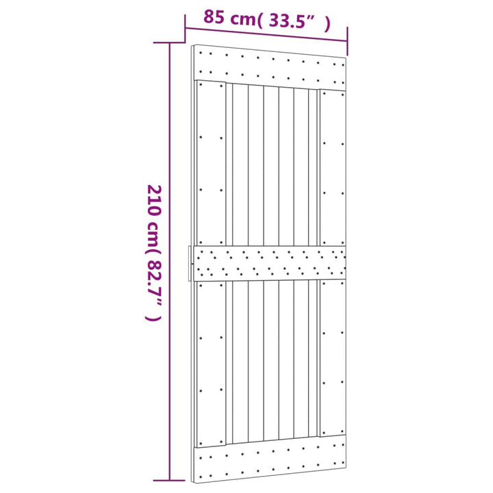 Schuifdeur met beslag 85x210 cm massief grenenhout