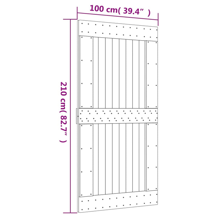 Schuifdeur met beslag 100x210 cm massief groenhout