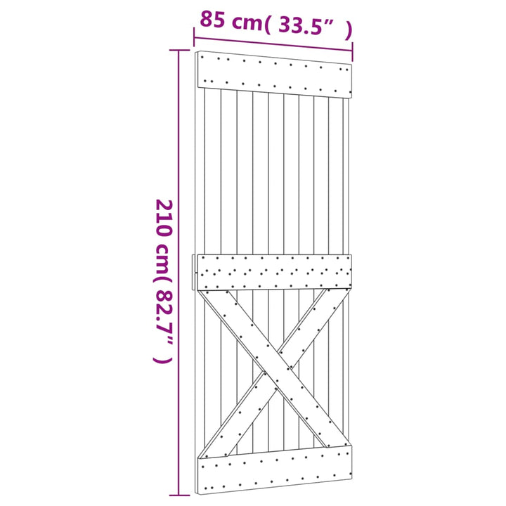 Schuifdeur met beslag 85x210 cm massief grenenhout