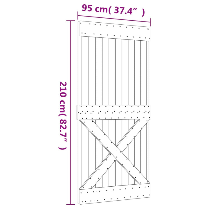 Schuifdeur met beslag 95x210 cm massief groenhout