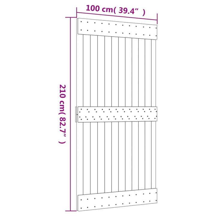 Schuifdeur met beslag 100x210 cm massief groenhout