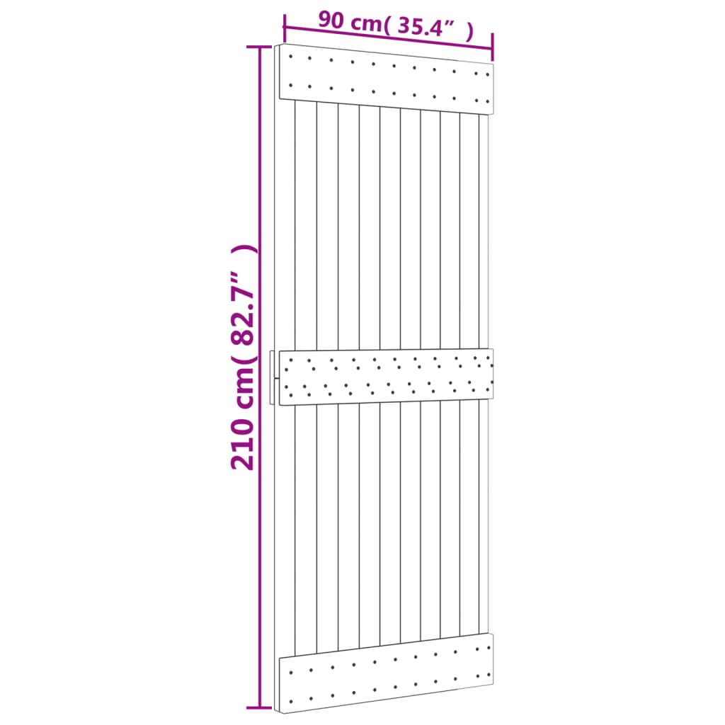 Schuifdeur met beslag 90x210 cm massief grenenhout