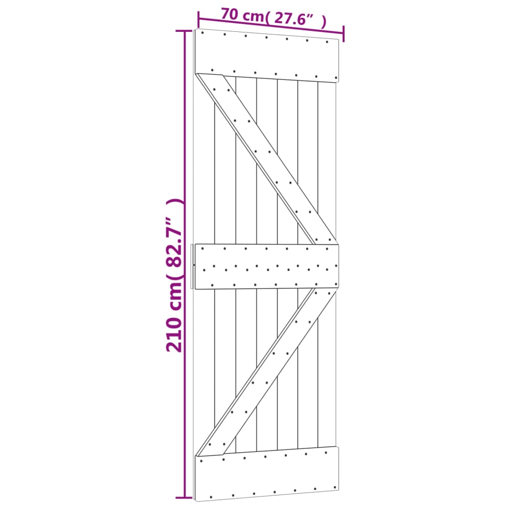 Schuifdeur met beslag 70x210 cm massief grenenhout