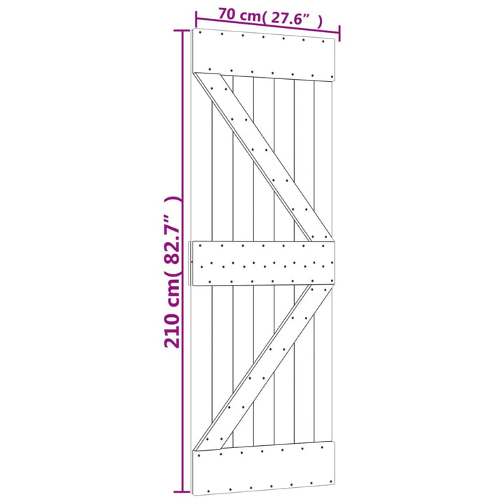 Schuifdeur met beslag 70x210 cm massief grenenhout