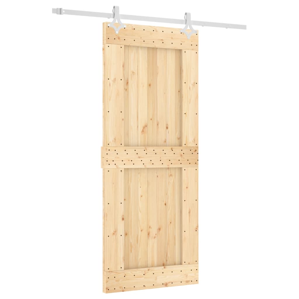 Schuifdeur met beslag 85x210 cm massief groenhout