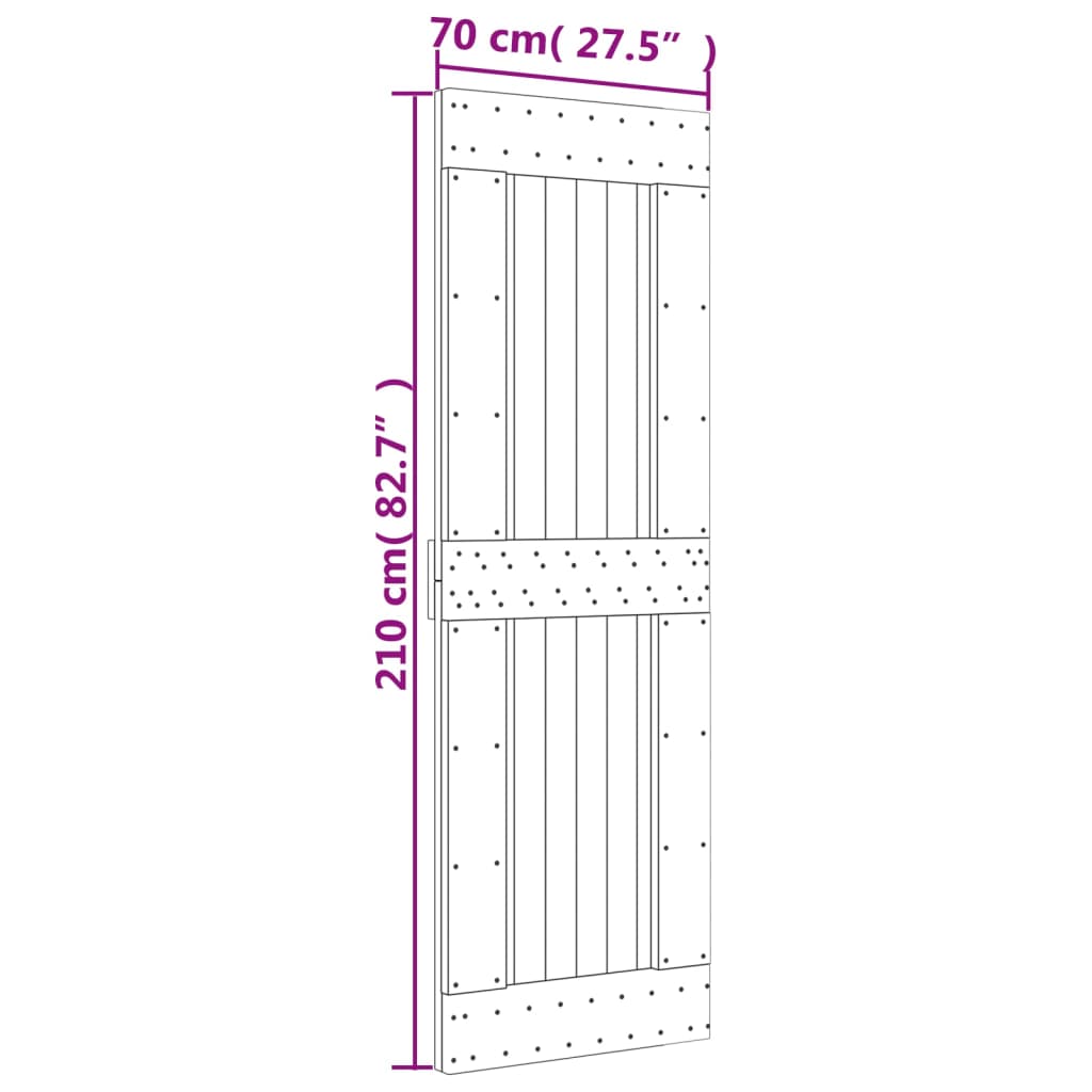 Schuifdeur met beslag 70x210 cm massief groenhout