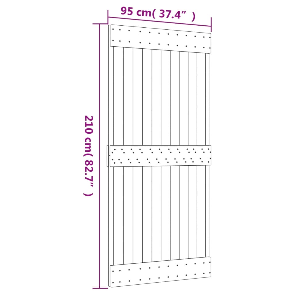 Schuifdeur met beslag 95x210 cm massief groenhout