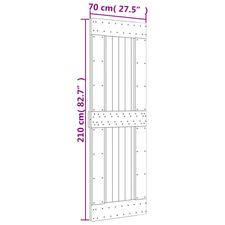 Schuifdeur met beslag 70x210 cm massief grenenhout