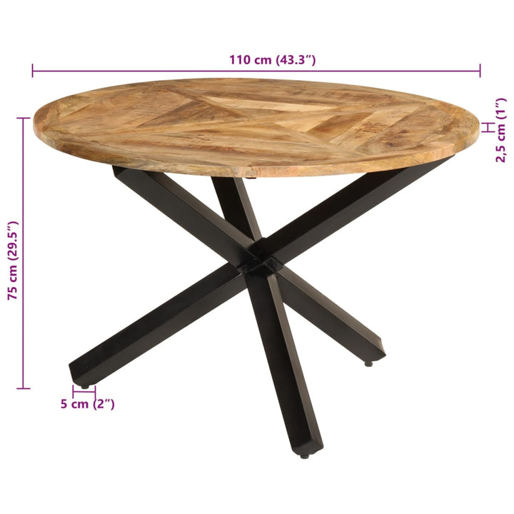 Eettafel ø˜110x76 cm massief ruw mangohout