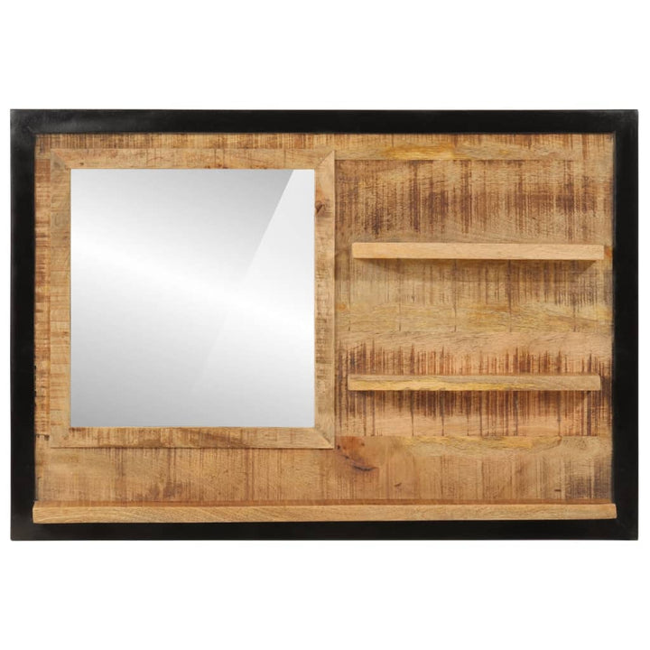 Spiegel met schappen 80x8x55 cm glas en massief mangohout