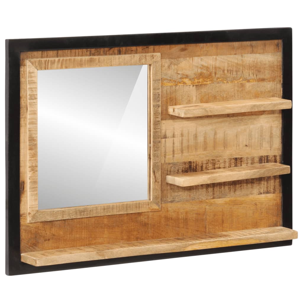 Spiegel met schappen 80x8x55 cm glas en massief mangohout