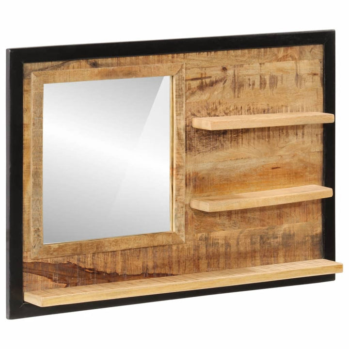 Spiegel met schappen 80x8x55 cm glas en massief mangohout