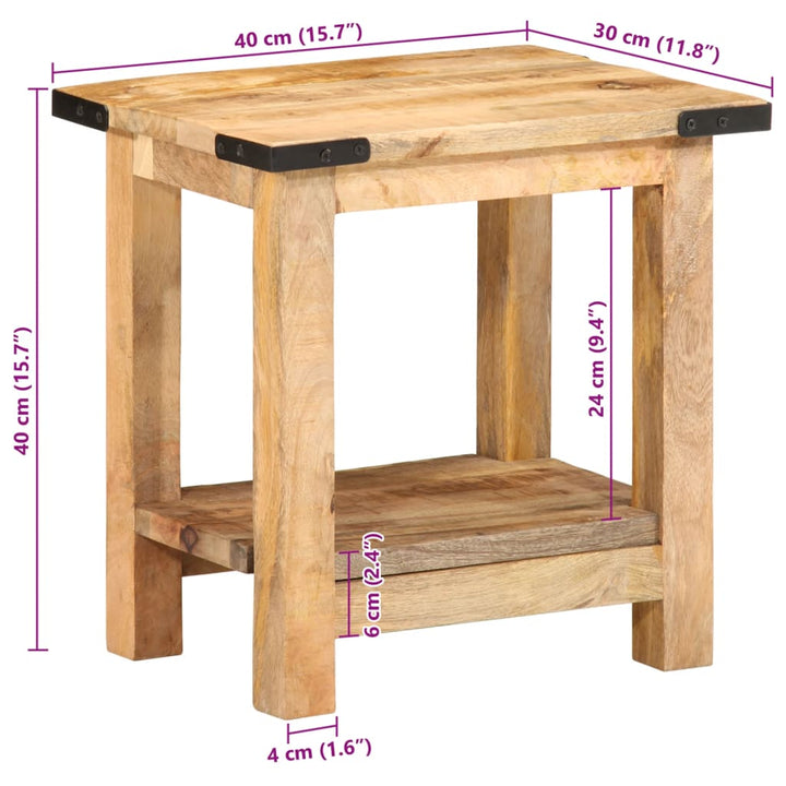 Bijzettafel 40x30x40 cm massief ruw mangohout