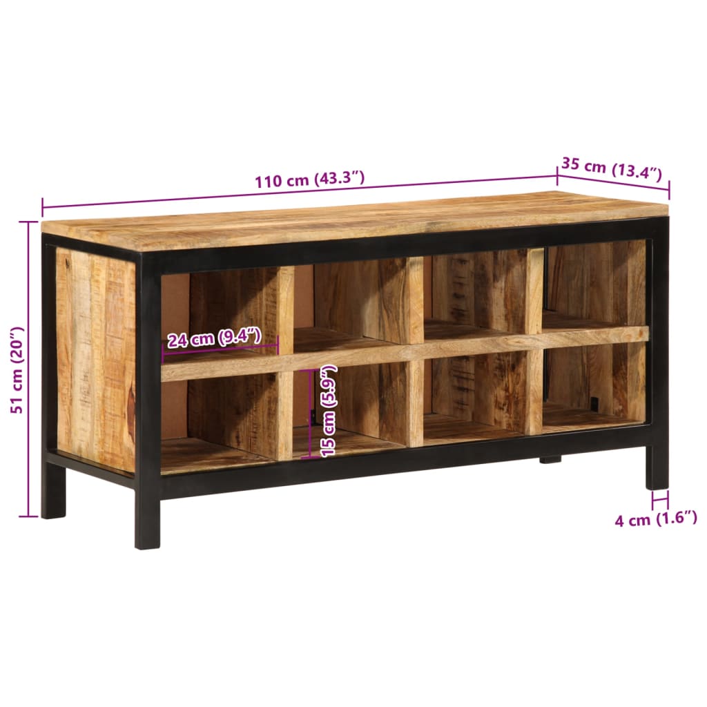 Schoenenbankje 110x35x51 cm massief mangohout