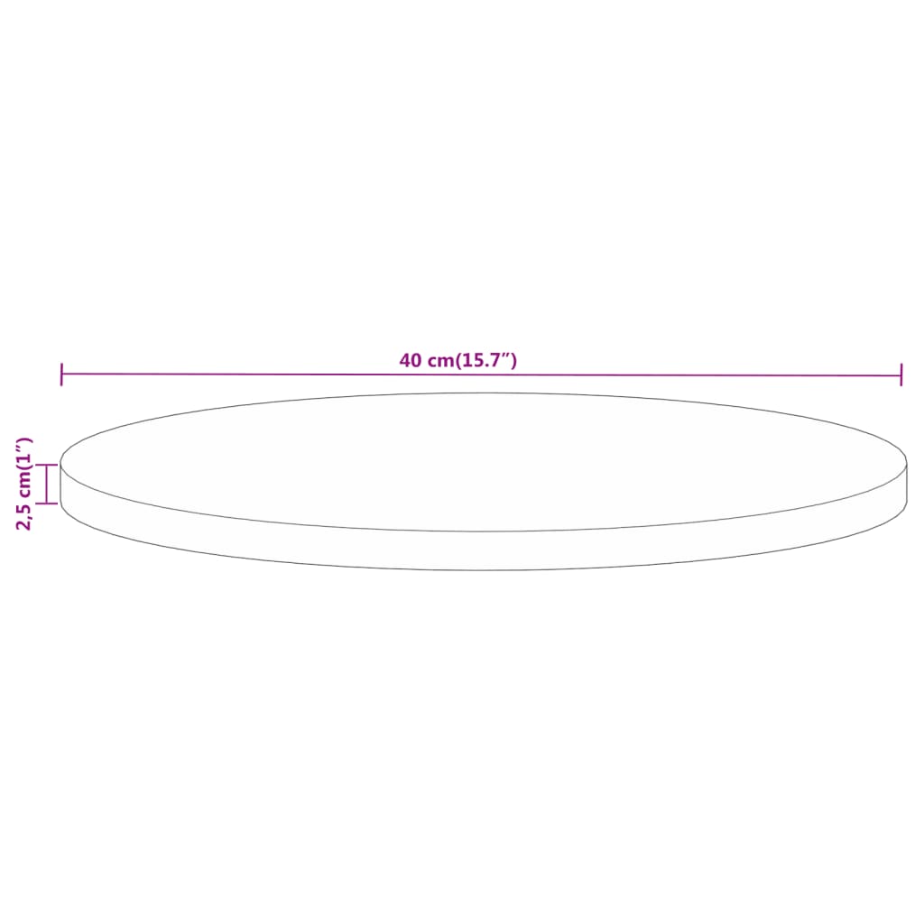 Tafelblad rond ø 40x2,5 cm massief ruw mangohout