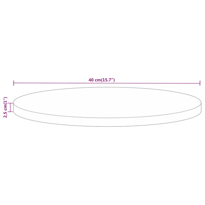 Tafelblad rond ø 40x2,5 cm massief ruw mangohout