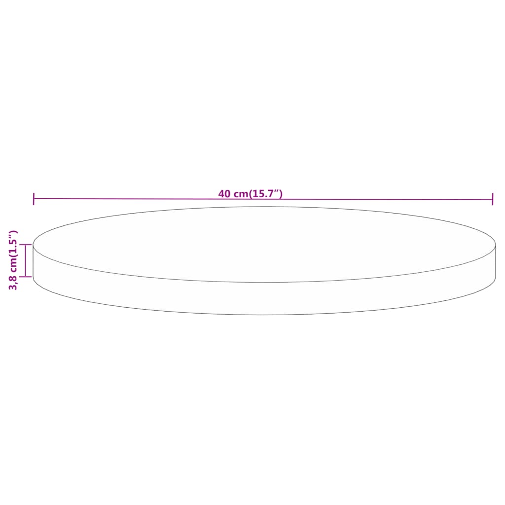 Tafelblad rond ø 40x3,8 cm massief ruw mangohout