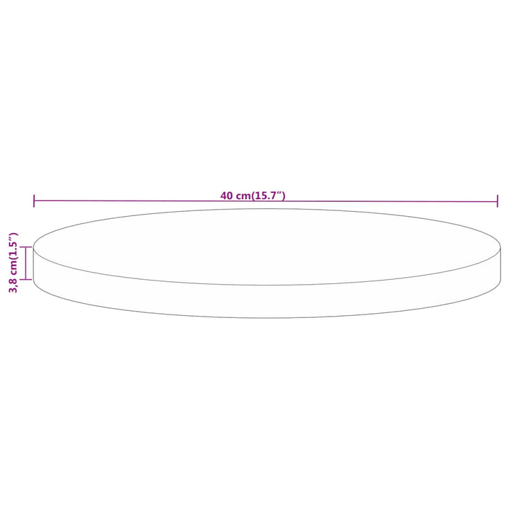 Tafelblad rond ø 40x3,8 cm massief ruw mangohout