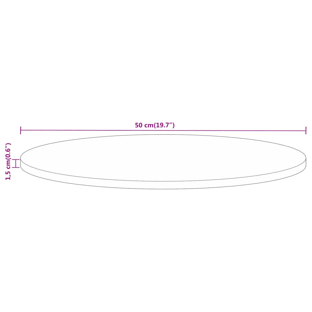 Tafelblad rond ø 50x1,5 cm massief ruw mangohout