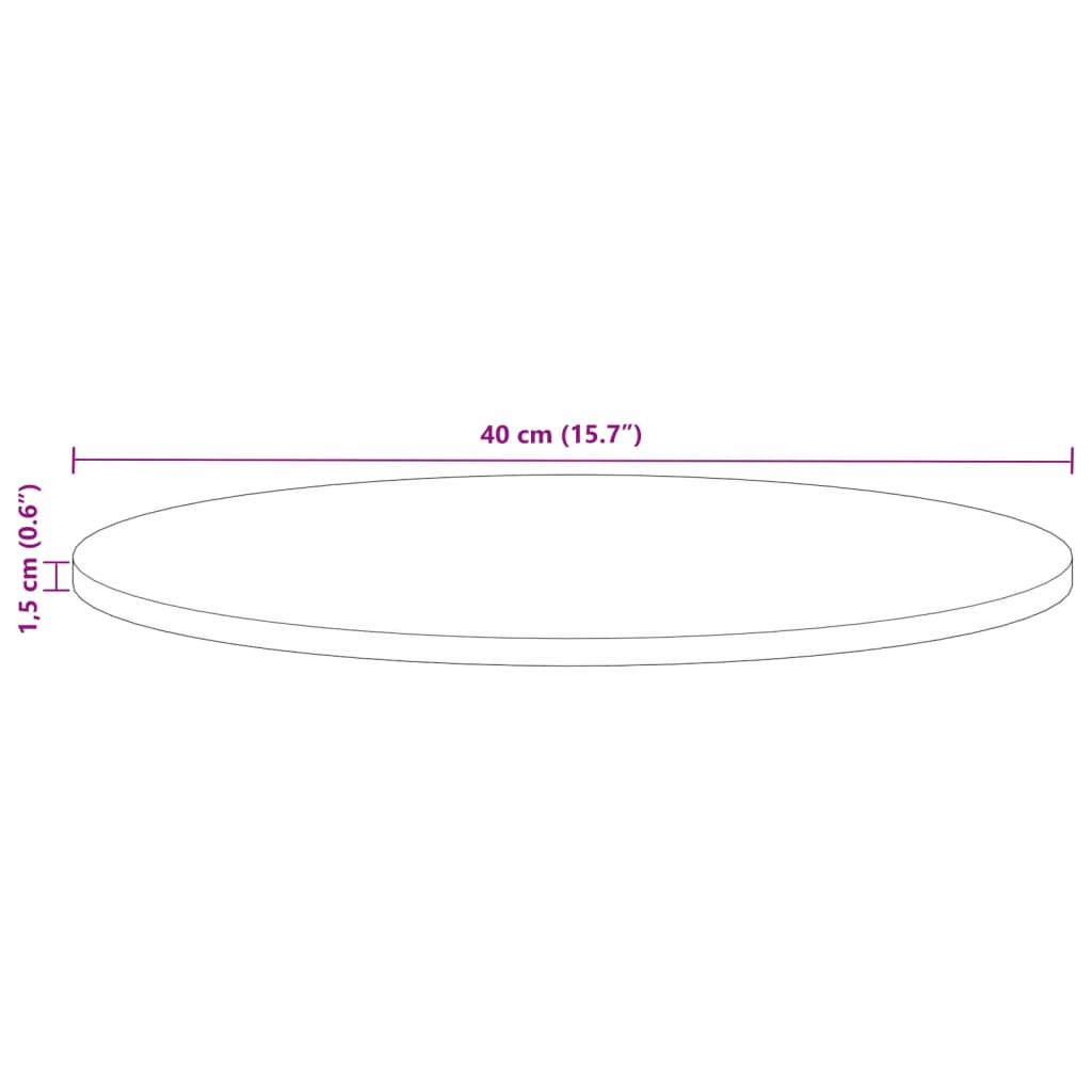 Tafelblad rond ø˜ 40x1,5 cm massief gerecycled hout