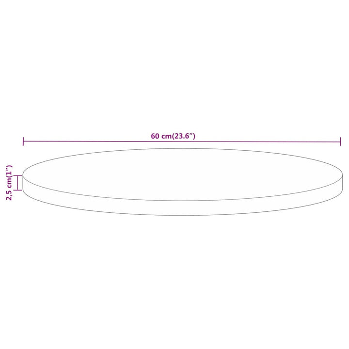 Tafelblad rond ø 60x2,5 cm massief gerecycled hout