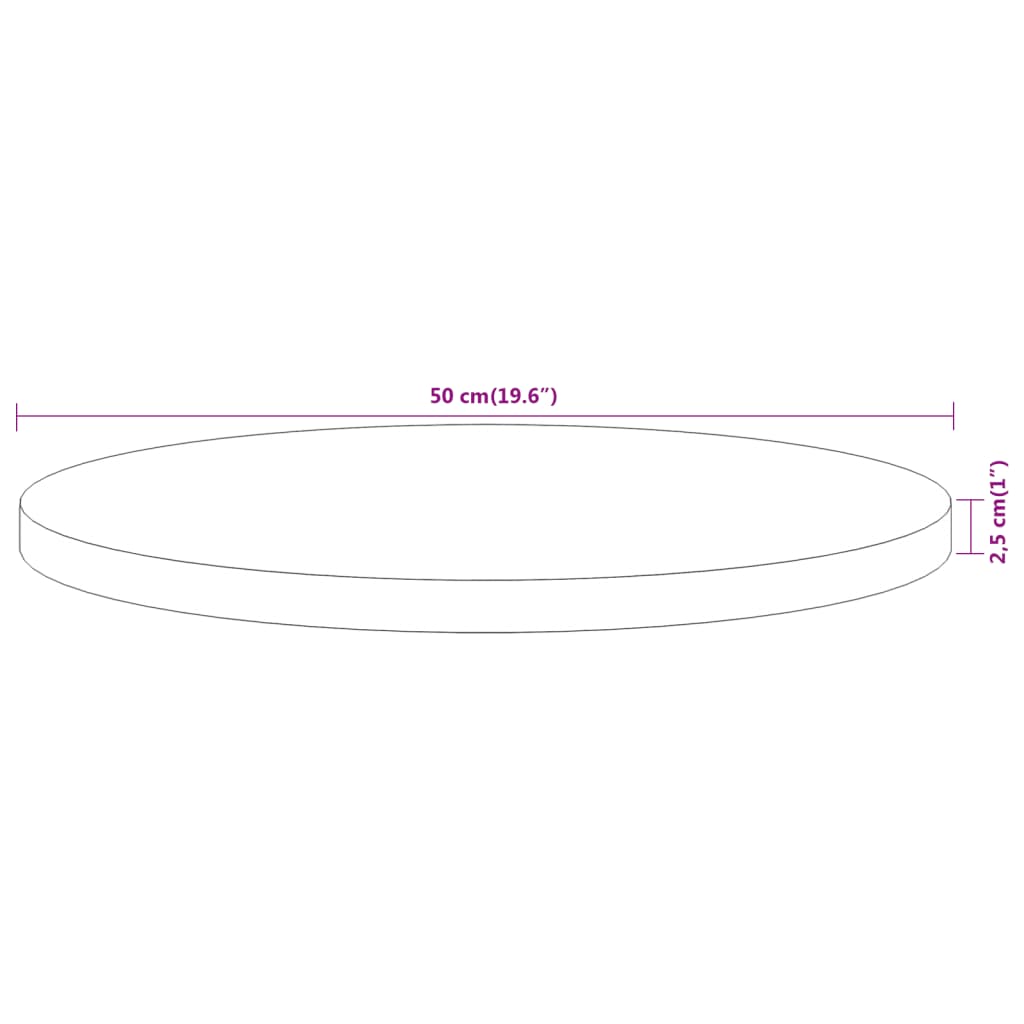 Tafelblad rond ø˜ 50x2,5 cm massief acaciahout