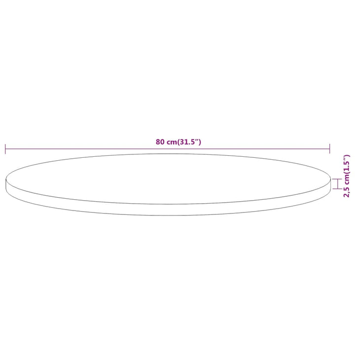 Tafelblad rond ø 80x2,5 cm massief acaciahout