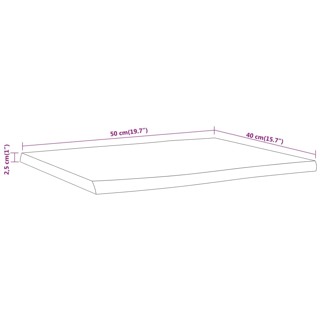 Bijzettafel natuurlijke rand 50x40x2,5 cm massief acaciahout