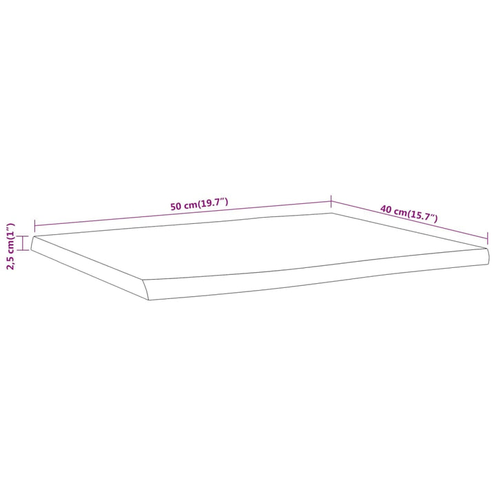 Bijzettafel natuurlijke rand 50x40x2,5 cm massief acaciahout