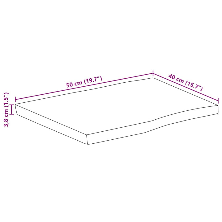 Tafelblad met natuurlijke rand 50x40x3,8 cm massief mangohout