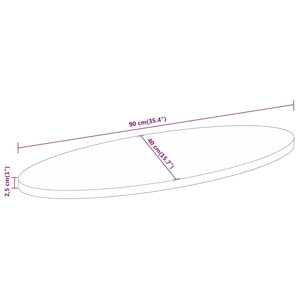 Tafelblad ovaal 90x40x2,5 cm acaciahout