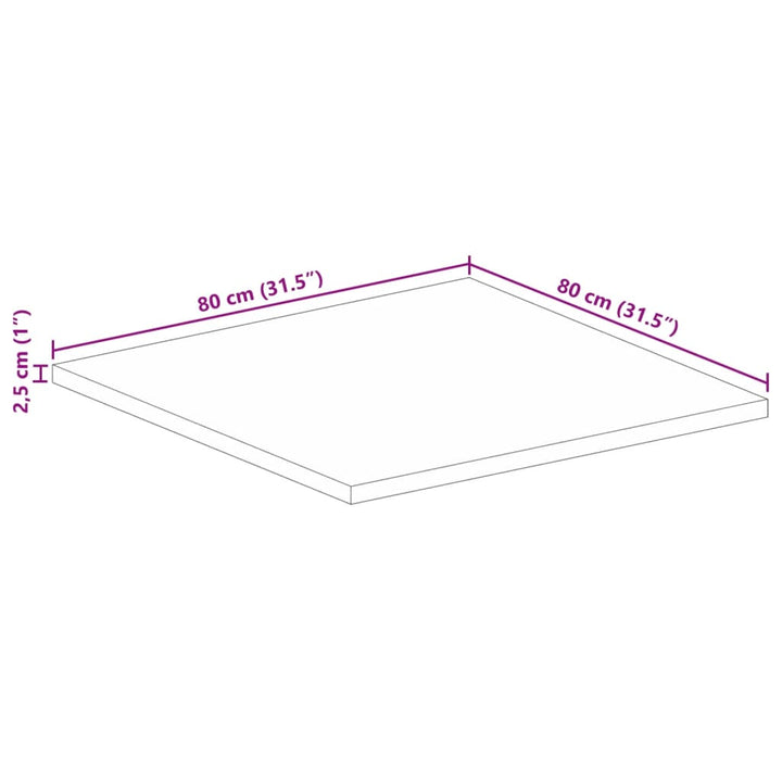 Tafelblad vierkant 80x80x2,5 cm massief acaciahout