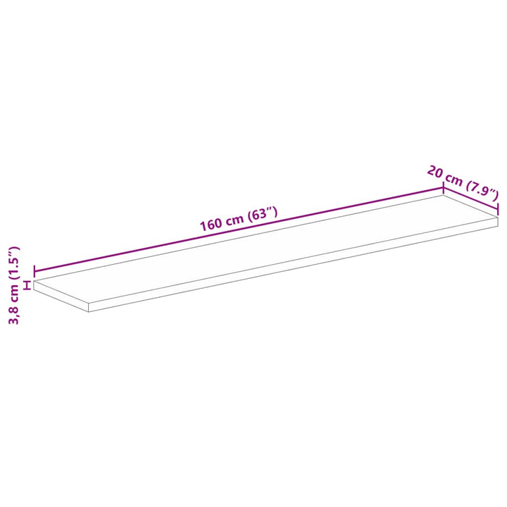 Tafelblad rechthoekig 160x20x3,8 cm massief acaciahout