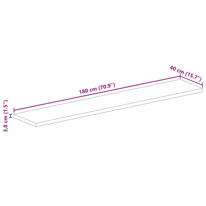 Tafelblad rechthoekig 180x40x3,8 cm massief acaciahout