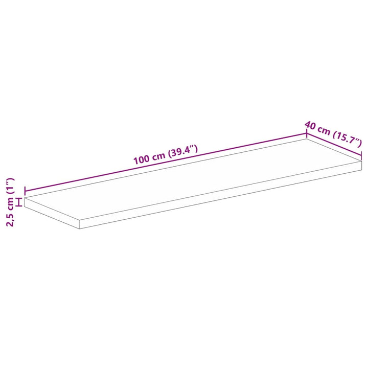 Tafelblad rechthoekig 100x40x2,5 cm massief gerecycled hout