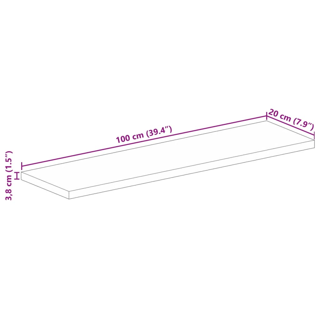 Tafelblad rechthoekig 100x20x3,8 cm massief gerecycled hout