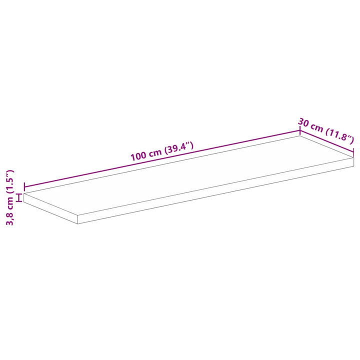 Tafelblad rechthoekig 100x30x3,8 cm massief gerecycled hout